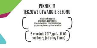 afisz zapraszajacy na piknik Teatru Lalki Tecza przy ul. Bema