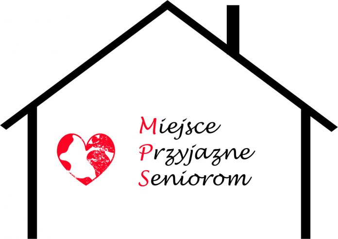 zarys domu z wpisem Miejsca Przyjazne Seniorom