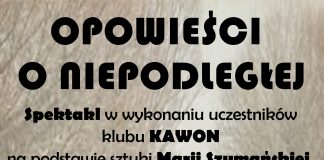 Plakat: wierzby rosnące wzdłuż polnej drogi, na dole logo parafii - zarys kościoła z kwiatem w tle, logo Klubu KAWON - arbuz oraz logo Słupska - schemtycznie narysowany gryf.